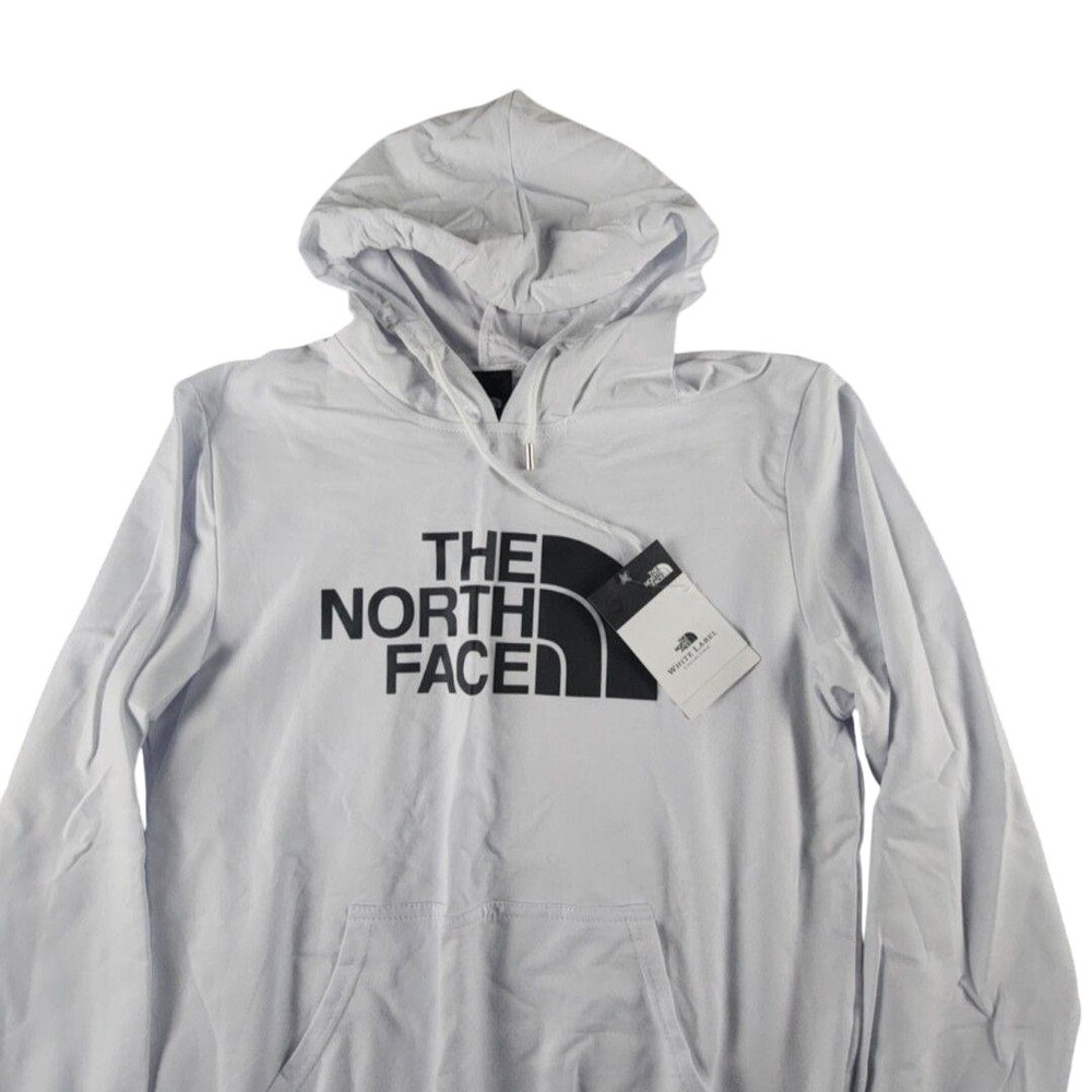 The North Face Hoodie Sweatshirt Mens L White Fleece Pullover Big Logo NJ4FM500